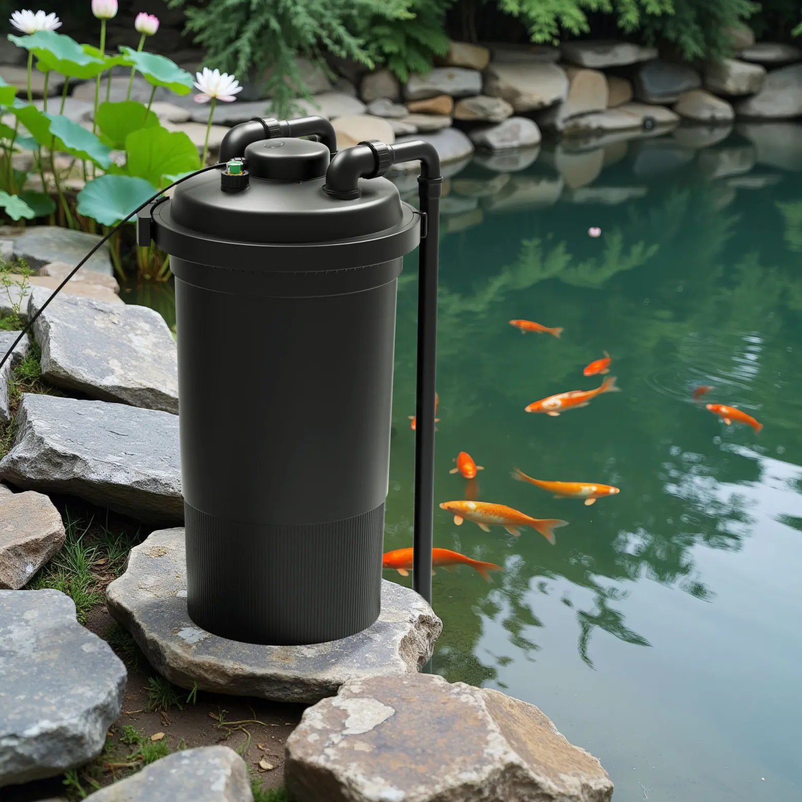 SunSun CPF-500 Druckteichfilter 10.000 l/h / 18 W UVC, Einheit Teichdruckfilter für Teiche bis 30.000 Liter, Teichklärer, Filteranlage
