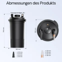 SunSun CPF-500 Druckteichfilter 10.000 l/h / 18 W UVC, Einheit Teichdruckfilter für Teiche bis 30.000 Liter, Teichklärer, Filteranlage
