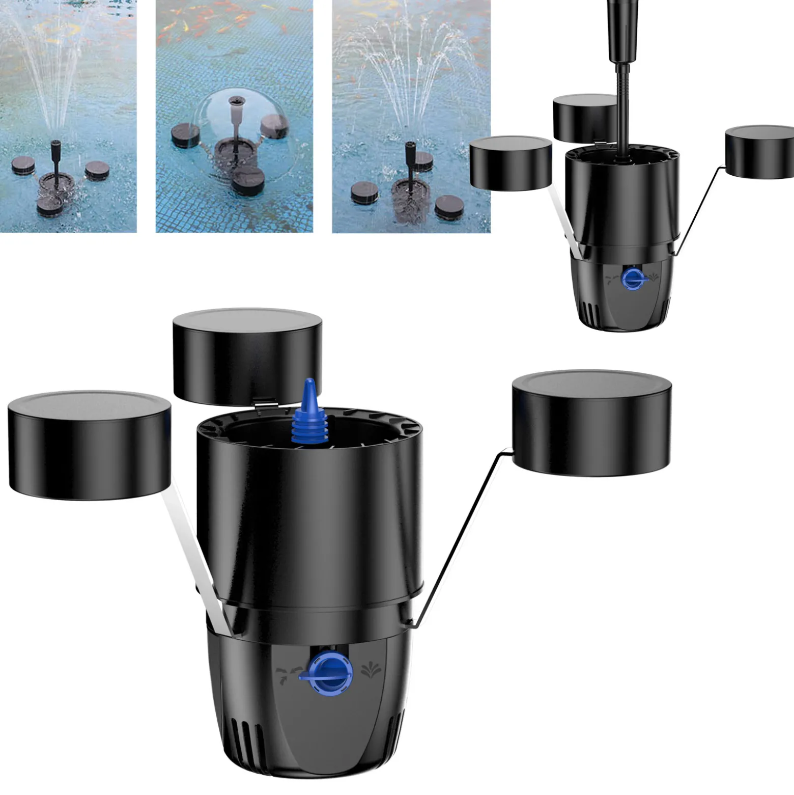 SunSun CSP-250 Schwimmskimmer für Teiche bis 40 m², 2500 l/h 45 W, Skimmer mit Springbrunnen, Blättersammler mit Pumpe für Gartenteich Teichpflege