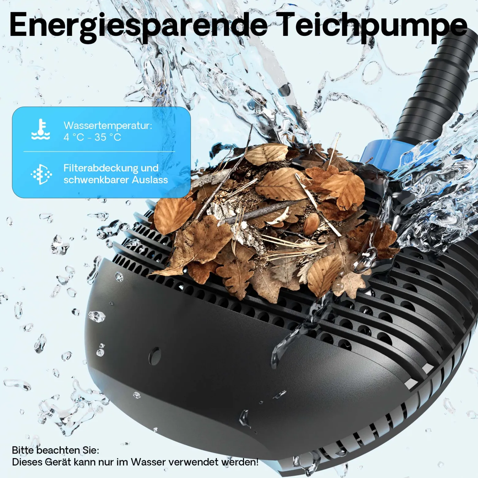 SunSun CTF-8000 SuperECO Teichpumpe 8000 l/h / 70 W, energiesparende Filterpumpe, Bachlaufpumpe für Koiteiche, Umwälzpumpe, Gartenteichpumpe