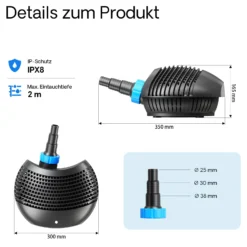 SunSun CTF-5000 SuperECO Teichpumpe 5000 l/h / 30 W, energiesparende Filterpumpe, Bachlaufpumpe für Koiteiche, Umwälzpumpe, Gartenteichpumpe