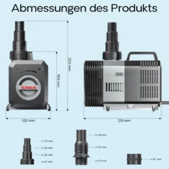 SunSun CTP-16000 SuperECO Teichpumpe 16.000 l/h / 140 W, energiesparende Filterpumpe, Bachlaufpumpe für Koiteiche, Umwälzpumpe, Gartenteichpumpe