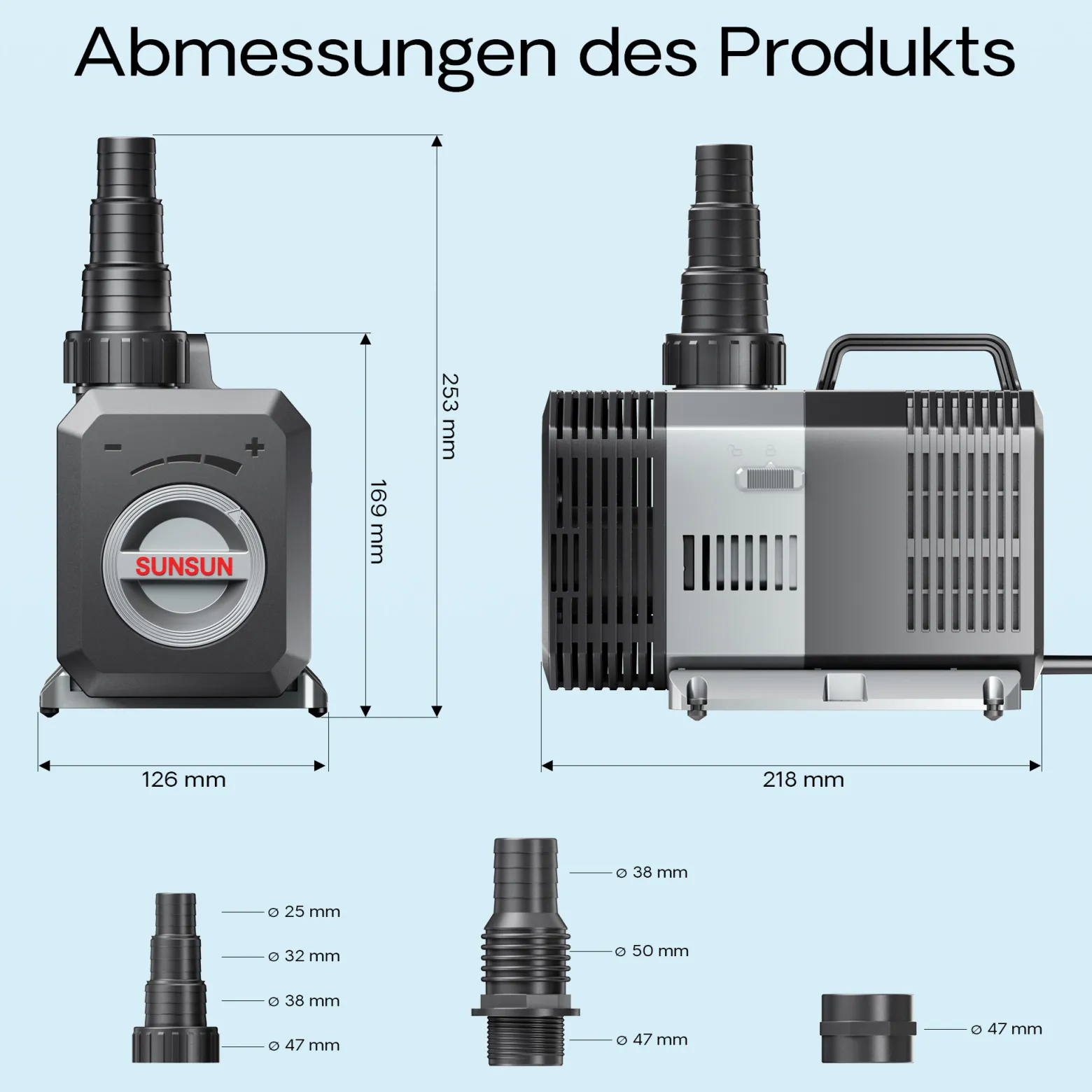SunSun CTP-16000 SuperECO Teichpumpe 16.000 l/h / 140 W, energiesparende Filterpumpe, Bachlaufpumpe für Koiteiche, Umwälzpumpe, Gartenteichpumpe