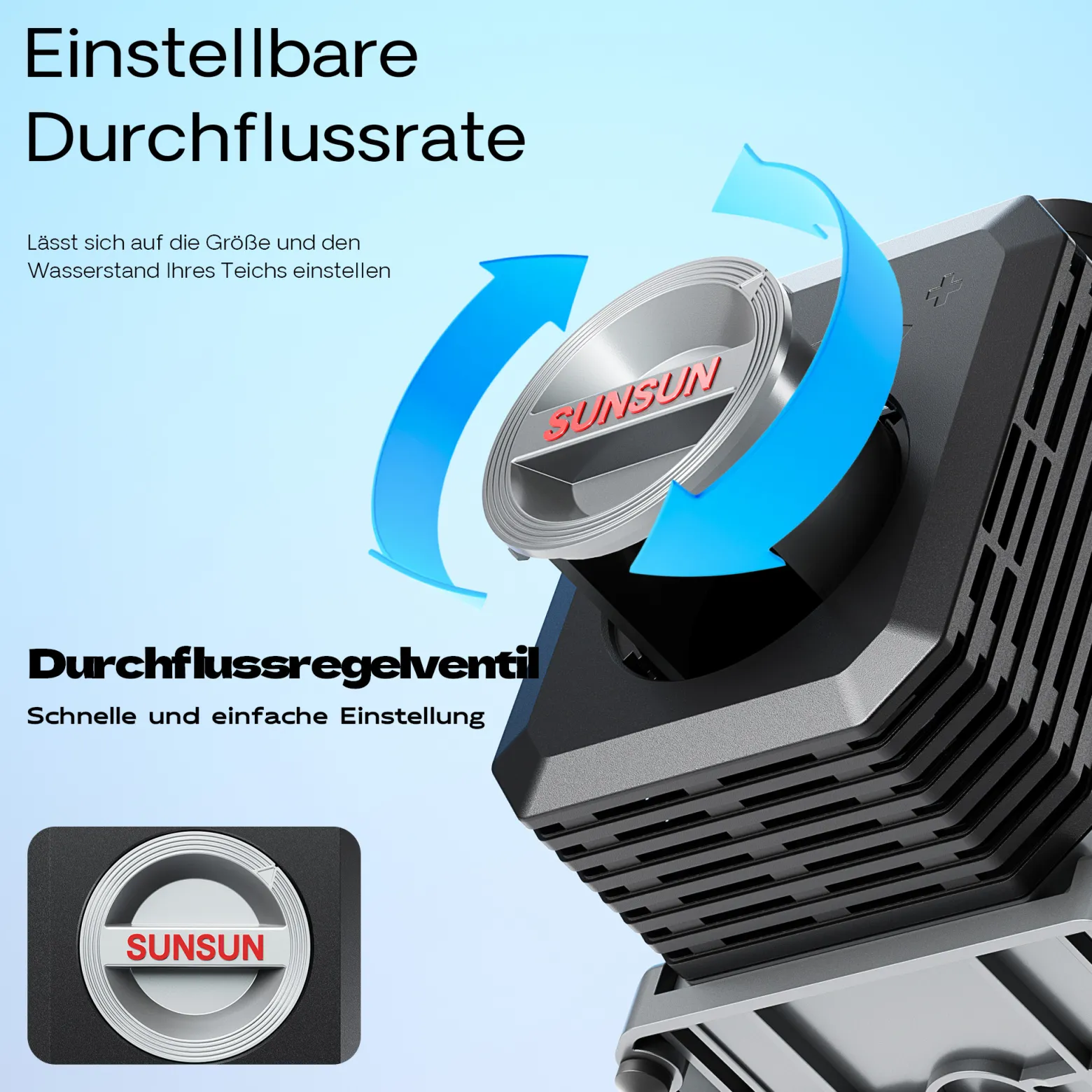 SunSun CTP-14000 SuperECO Teichpumpe 14.000 l/h / 120 W, energiesparende Filterpumpe, Bachlaufpumpe für Koiteiche, Umwälzpumpe, Gartenteichpumpe
