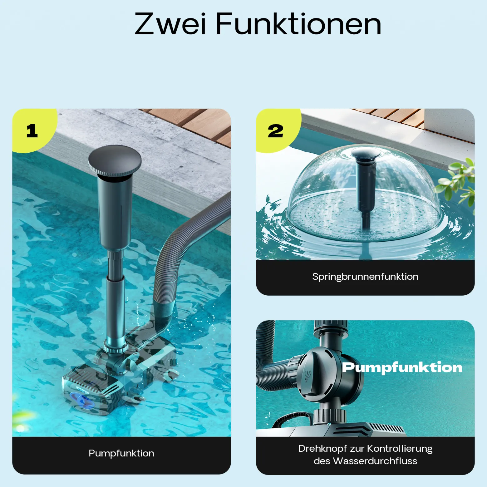 SunSun CTP-5003 SuperECO Teichpumpe 5000 l/h 30 W, 3,3 m Förderhöhe, als Springbrunnenpumpe Filterpumpe Skimmerpumpe regelbar höhenverstellbar