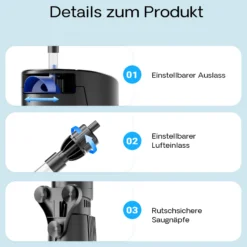 SunSun CUP-809 Aquarium Innenfilter 700 l/h 4in1 Filter mit Pumpe für Aquarium, UVC Klärer und Sauerstoffschlauch, mit Filterschwamm und Bioballs
