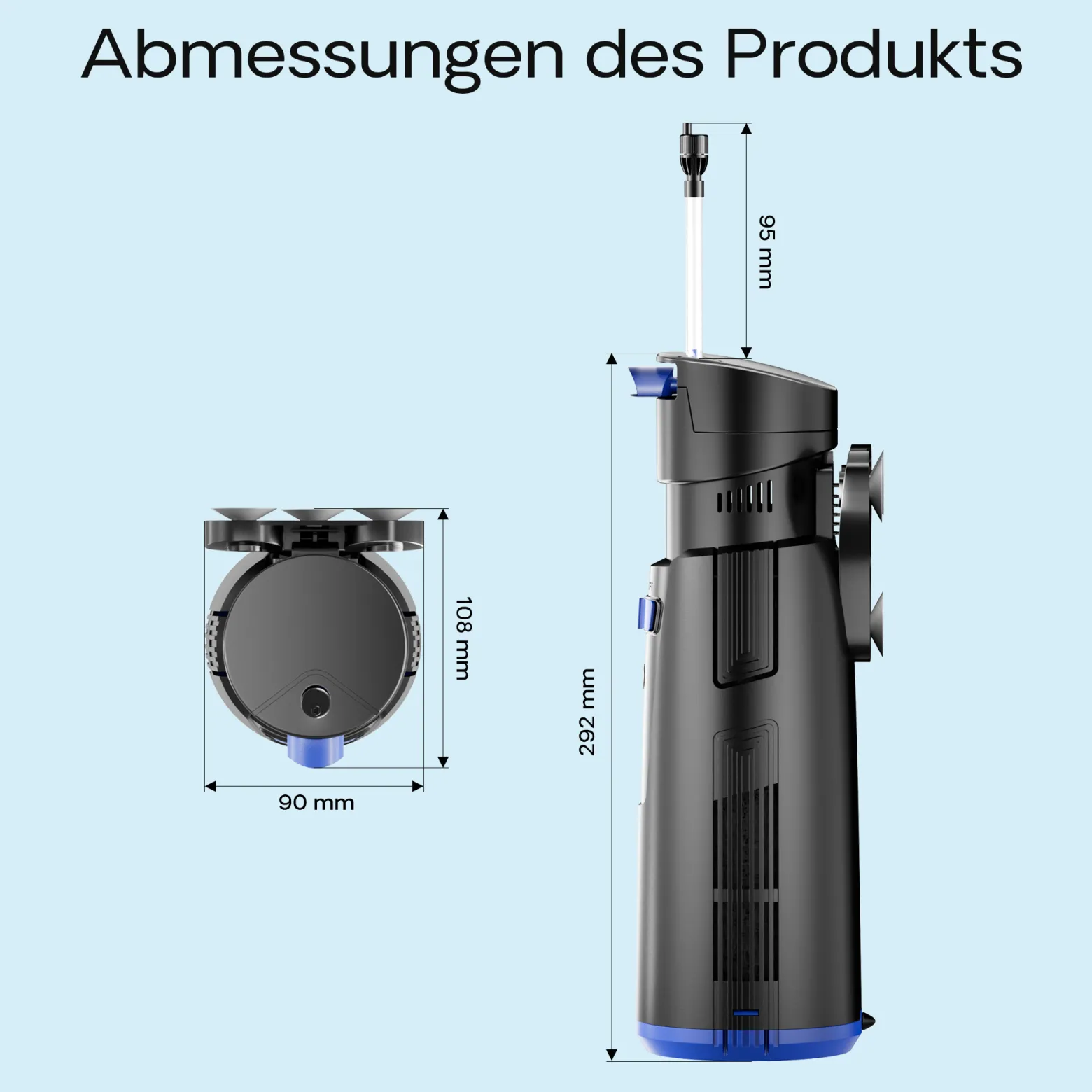 SunSun CUP-809 Aquarium Innenfilter 700 l/h 4in1 Filter mit Pumpe für Aquarium, UVC Klärer und Sauerstoffschlauch, mit Filterschwamm und Bioballs