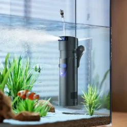 SunSun CUP-807 Aquarium Innenfilter 700 l/h 4in1 Filter mit Pumpe für Aquarium, UVC Klärer und Sauerstoffschlauch, mit Filterschwamm und Bioballs