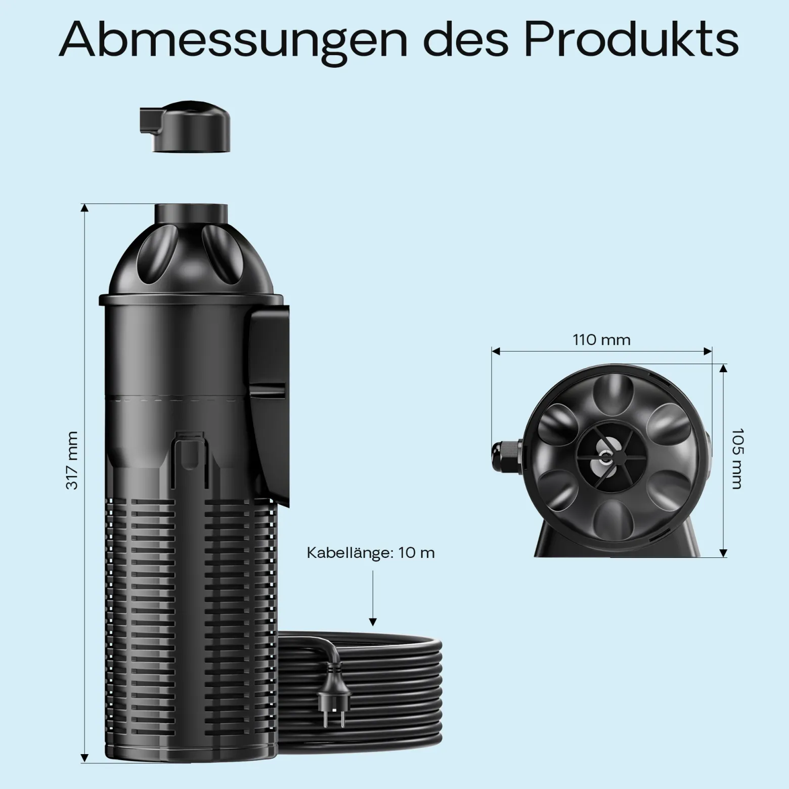 SunSun CUP-609 Aquarium Innenfilter 2000 l/h mit Pumpe für Aquarium 6W und UVC Klärer 9W inkl. Filterschwamm und Schutzkorb