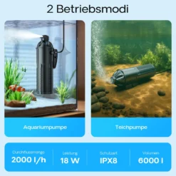 SunSun CUP-609 Aquarium Innenfilter 2000 l/h mit Pumpe für Aquarium 6W und UVC Klärer 9W inkl. Filterschwamm und Schutzkorb
