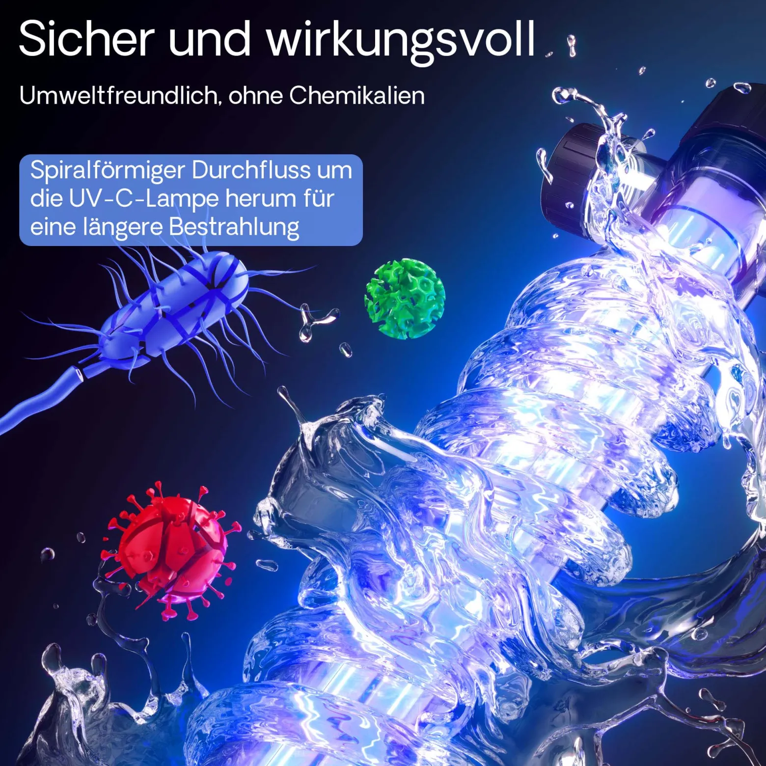 SunSun CUV-172 Teichklärer 6000 l/h / 72 W UVC, Vorklärgerät für Teichfilter & Teichpumpe, Wasserklärer mit UV-Lampe, Lichtfilter zur Algenbekämpfung