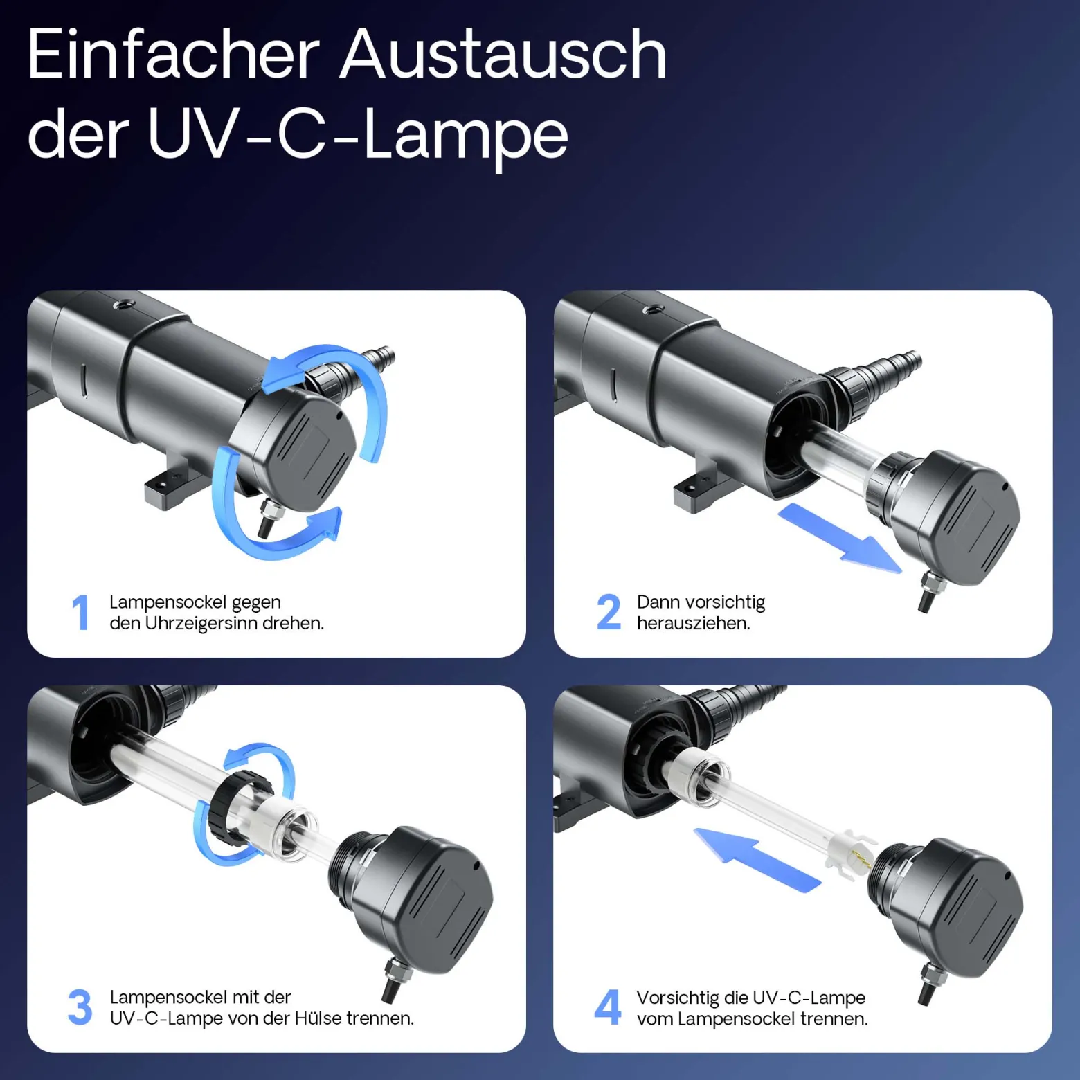 SunSun CUV-272 Teichklärer 6000 l/h / 72 W UVC, Vorklärgerät für Teichfilter & Teichpumpe, Wasserklärer mit UV-Lampe, Lichtfilter zur Algenbekämpfung