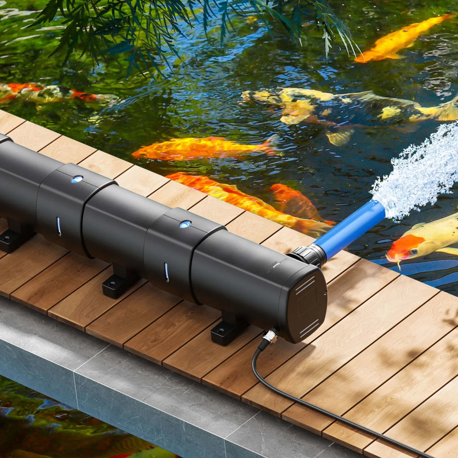 SunSun CUV-272 Teichklärer 6000 l/h / 72 W UVC, Vorklärgerät für Teichfilter & Teichpumpe, Wasserklärer mit UV-Lampe, Lichtfilter zur Algenbekämpfung