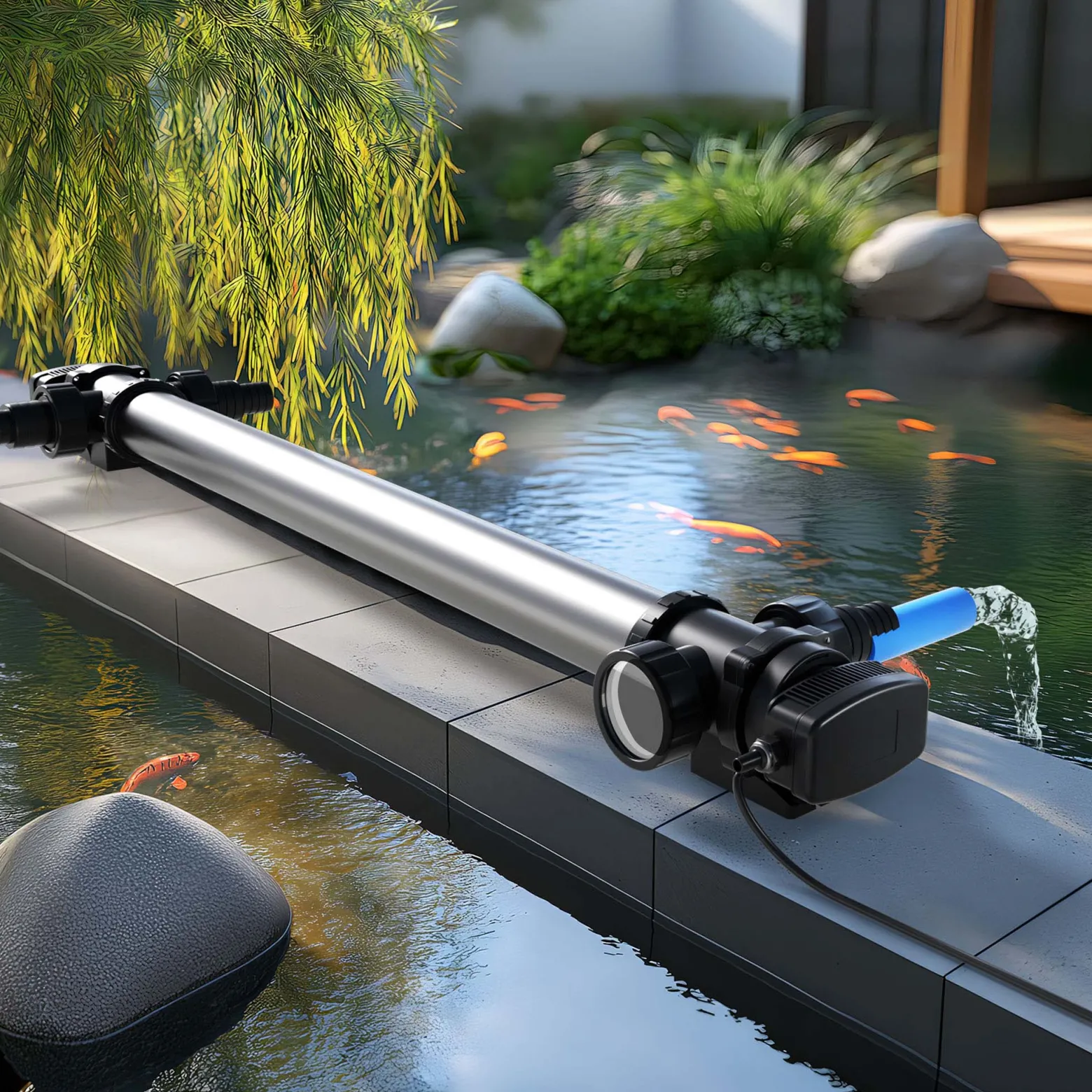 SunSun CUV-7110 Teichklärer 8000 l/h / 110 W UVC, Vorklärgerät für Teichfilter & Teichpumpe, Wasserklärer mit UV-Lampe, Lichtfilter zur Algenbekämpfung