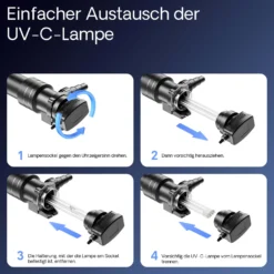 SunSun CUV-672 Teichklärer 8000 l/h / 72 W UVC, Vorklärgerät für Teichfilter & Teichpumpe, Wasserklärer mit UV-Lampe, Lichtfilter zur Algenbekämpfung