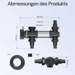 SunSun CUV-724 Teichklärer 5000 l/h / 24 W UVC, Vorklärgerät für Teichfilter & Teichpumpe, Wasserklärer mit UV-Lampe, Lichtfilter zur Algenbekämpfung