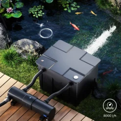 SunSun CUV-2110 Teichklärer 8000 l/h / 110 W UVC für Teichgrößen bis 120.000 Liter, Vorklärgerät für Teichfilter & Teichpumpe, Wasserklärer mit UV-Lampe, Lichtfilter zur Algenbekämpfung