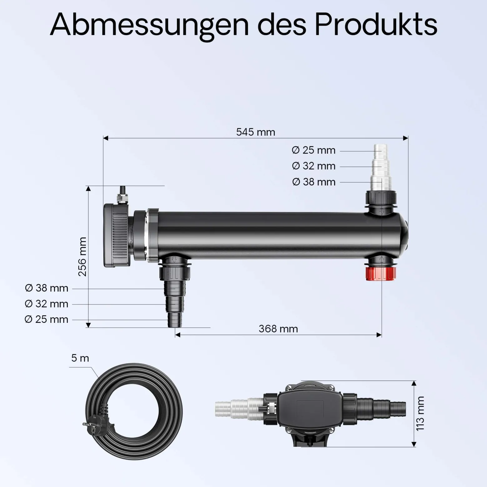 SunSun CUV-324 Teichklärer 5000 l/h / 24 W UVC, Vorklärgerät für Teichfilter & Teichpumpe, Wasserklärer mit UV-Lampe, Lichtfilter zur Algenbekämpfung