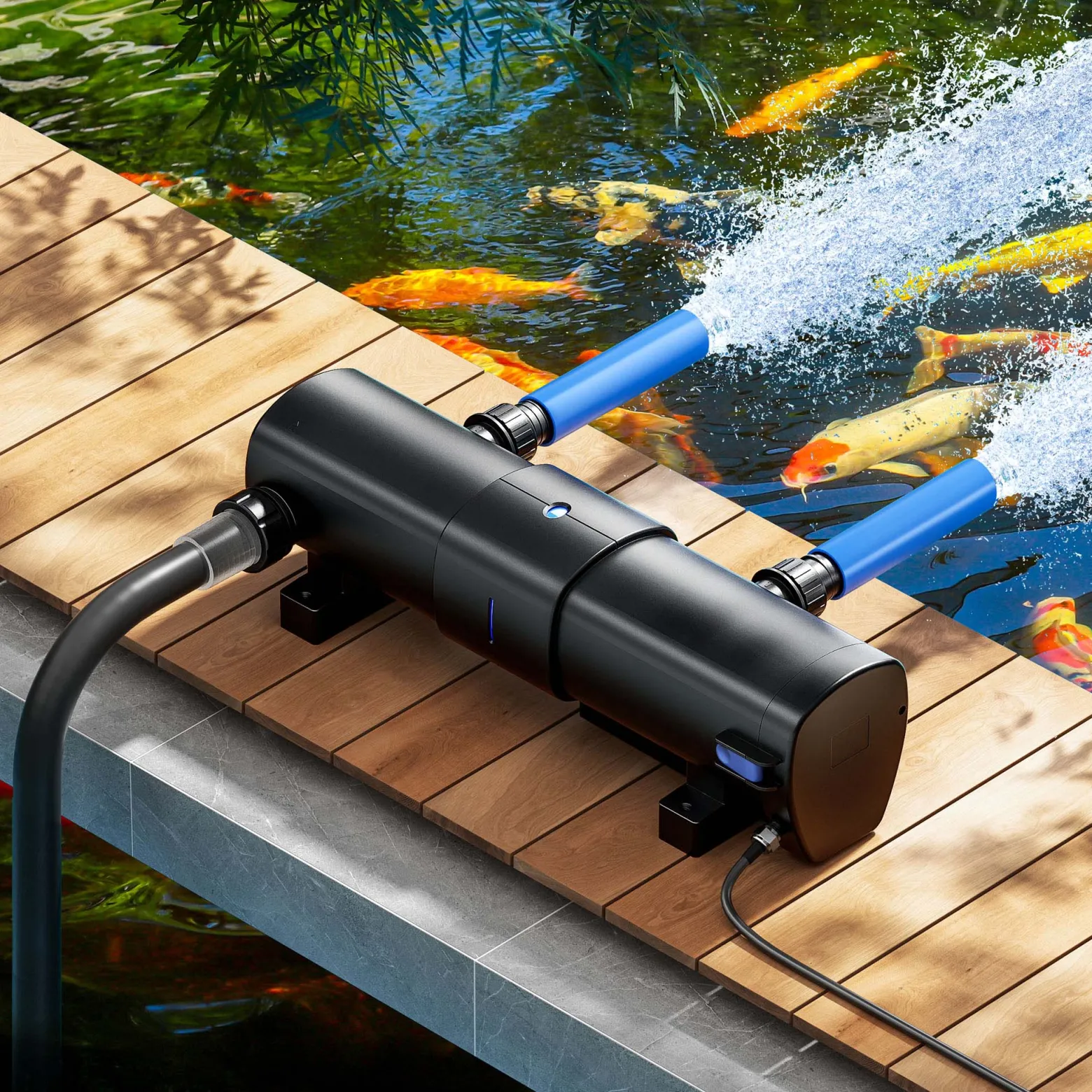 SunSun CUV-2072 Teichklärer 8000 l/h / 72 W UVC für Teichgrößen bis 90.000 Liter, Vorklärgerät für Teichfilter & Teichpumpe, Wasserklärer mit UV-Lampe, Lichtfilter zur Algenbekämpfung