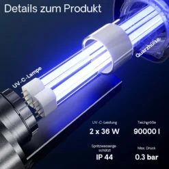 SunSun CUV-2072 Teichklärer 8000 l/h / 72 W UVC für Teichgrößen bis 90.000 Liter, Vorklärgerät für Teichfilter & Teichpumpe, Wasserklärer mit UV-Lampe, Lichtfilter zur Algenbekämpfung