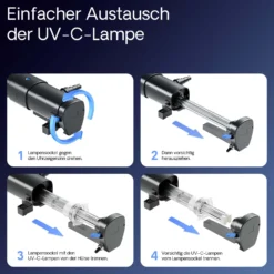 SunSun CUV-2072 Teichklärer 8000 l/h / 72 W UVC für Teichgrößen bis 90.000 Liter, Vorklärgerät für Teichfilter & Teichpumpe, Wasserklärer mit UV-Lampe, Lichtfilter zur Algenbekämpfung