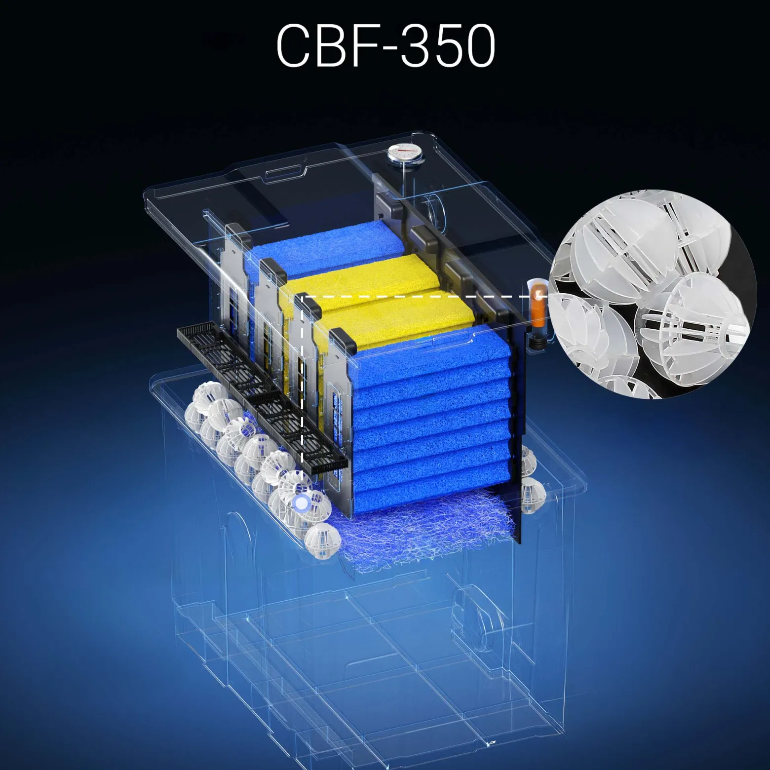 SunSun Ersatzteil 55 Bio Kugeln für Bio Teichfilter CBF-350B - Durchlauffilter Teich bis 60.000 L Teichvolumen - bis 10000 l/h - 2 Kammer-System Teich Filter Biofilter Koiteich - Filtermaterial