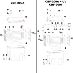 SunSun Ersatzteil Filterschwamm Halter für Bio Teichfilter CBF-200T CBF-200U CBF-200 – Durchlauffilter Teich bis 8000L Teichvolumen – bis 2300l/h – mit Thermometer – Filter Biofilter Koiteich
