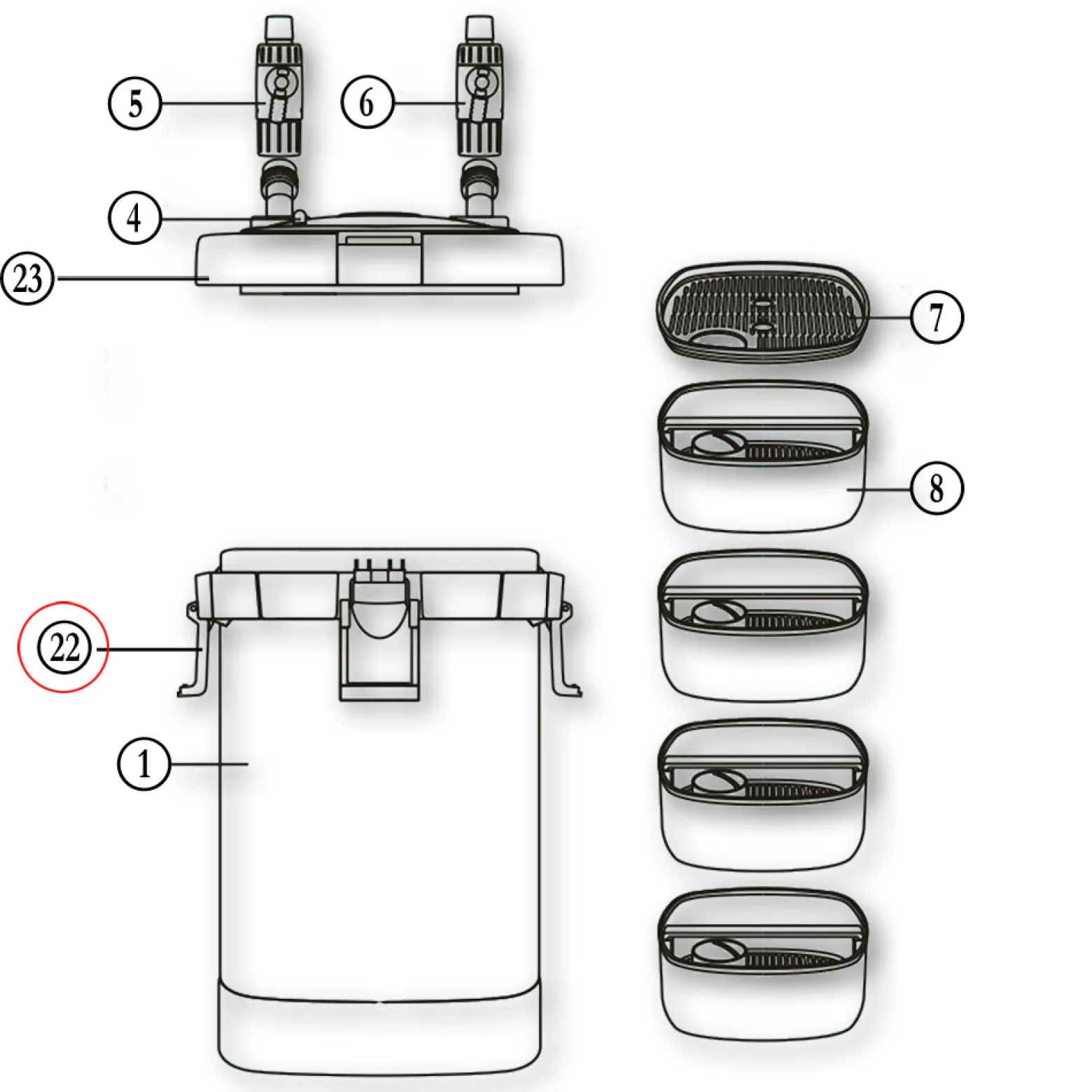 SunSun Ersatzteil für Aquarium Außenfilter HW-504A Deckelclip Verschlussklammern für Aquariumfilter, Aquaristik Zubehör effiziente Filtration
