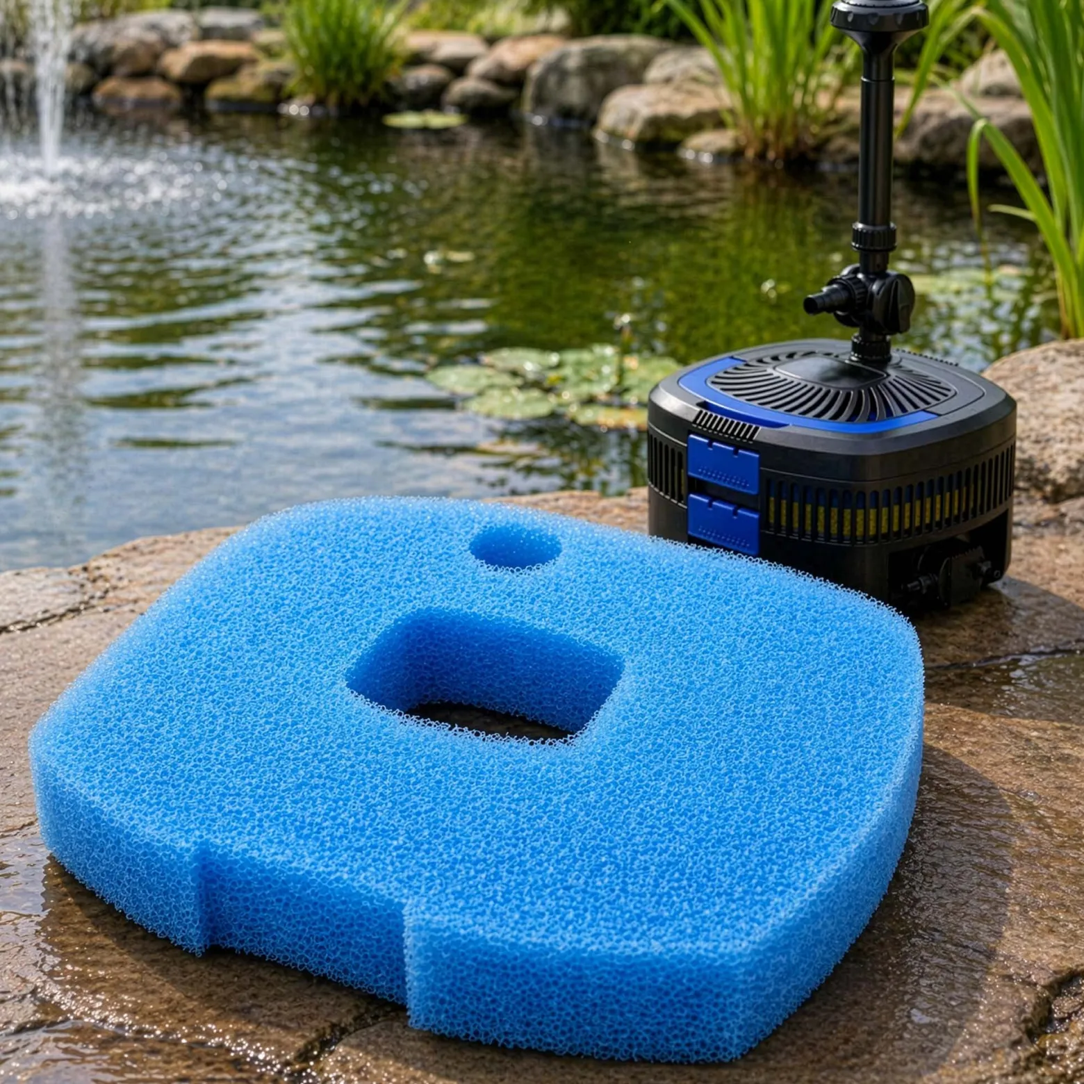 SunSun Ersatzteil für CUF-2800-5800 Teichpumpe – Filterschwamm – blau – grob 50 mm – für Springbrunnenpumpe, Teichfilter Zubehör