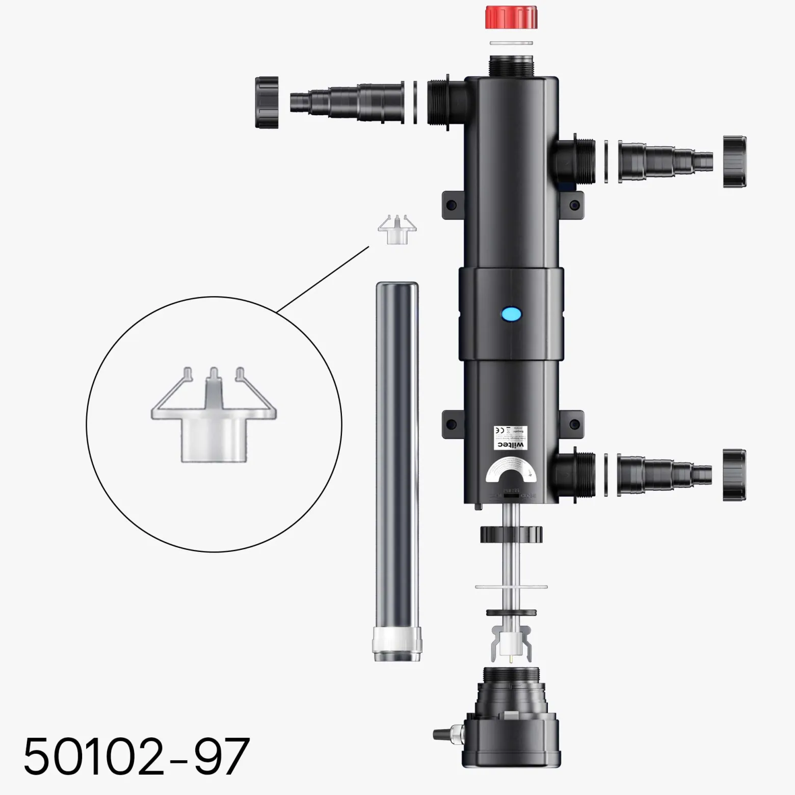 SunSun Ersatzteil für CUV Teichklärer ab 18 W - Fixierung II - Fixierung der UVC-Röhre - Ersatz für Vorklärgerät für Teichfilter & Teichpumpe, Wasserklärer mit UV-Lampe zur Algenbekämpfung