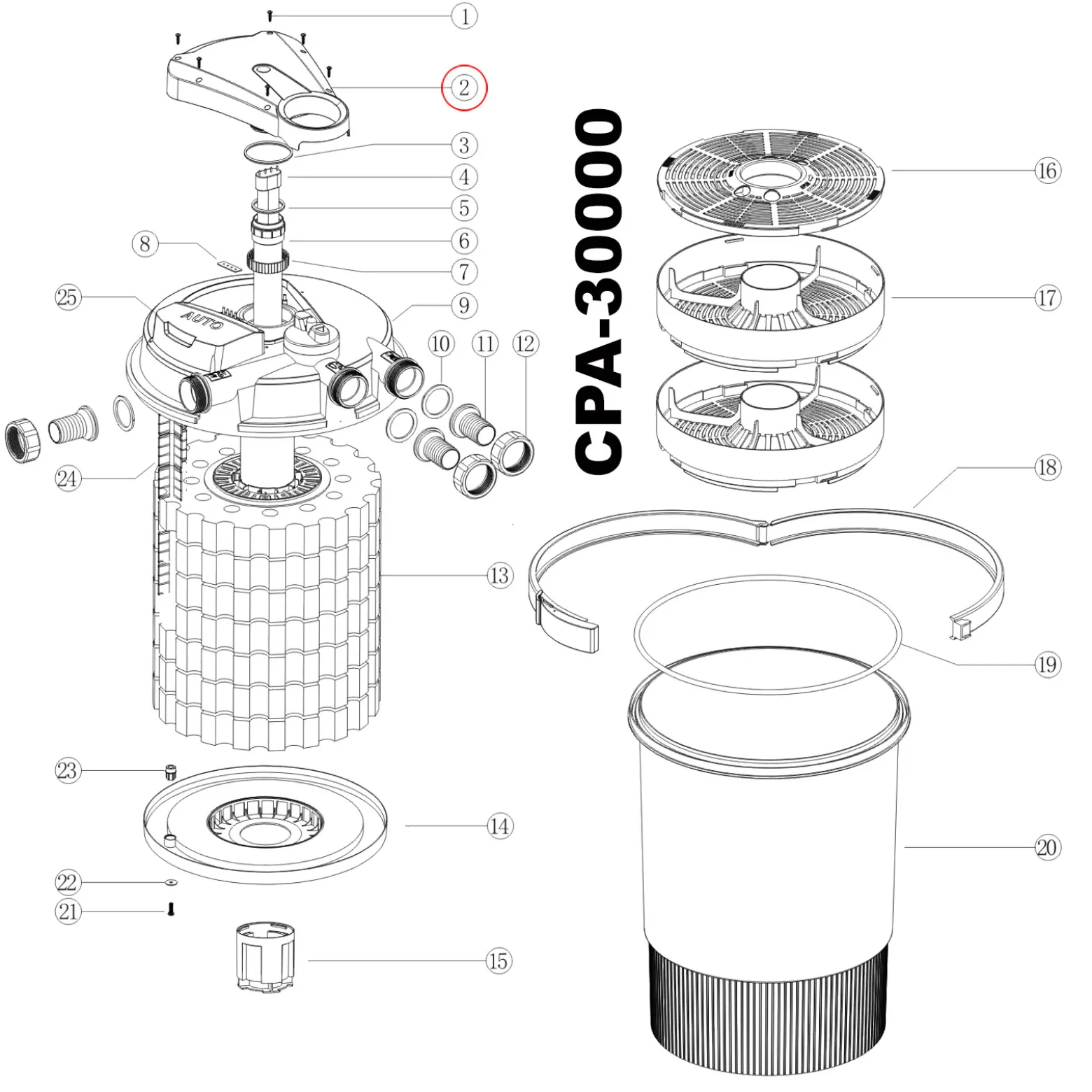 SunSun Ersatzteil für Druckteichfilter CPA-30000 Elektroanschluss-Einheit, Teichdruckfilter UVC-Lampe 55 W, 12000 l/h Teichfilteranlage