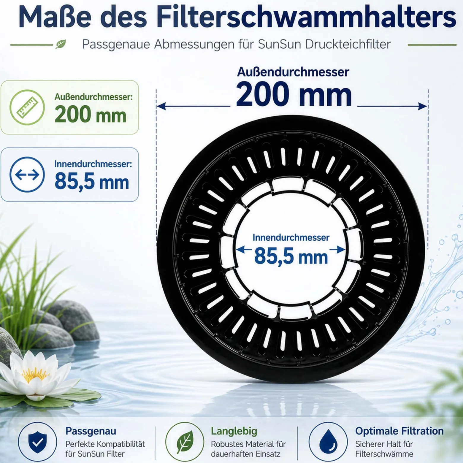 SunSun Ersatzteil für Druckteichfilter CPF-/CPA-20000-50000 Filterschwammhalter, Teichdruckfilter UVC-Lampe, effiziente Teichfilteranlage