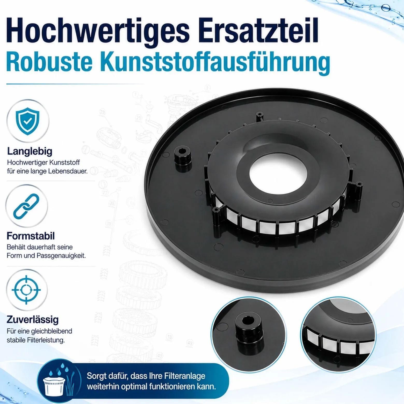 SunSun Ersatzteil für Druckteichfilter ab Q1/2021 Justierplatte Ø 294 mm, Teichdruckfilter UVC-Lampe, Teichfilteranlage hohe Wasserdurchlaufmenge