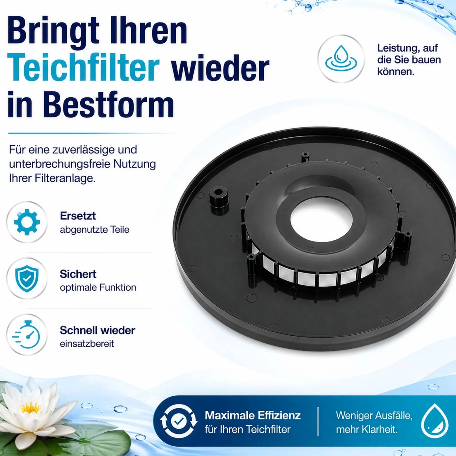 SunSun Ersatzteil für Druckteichfilter ab Q1/2021 Justierplatte Ø 294 mm, Teichdruckfilter UVC-Lampe, Teichfilteranlage hohe Wasserdurchlaufmenge