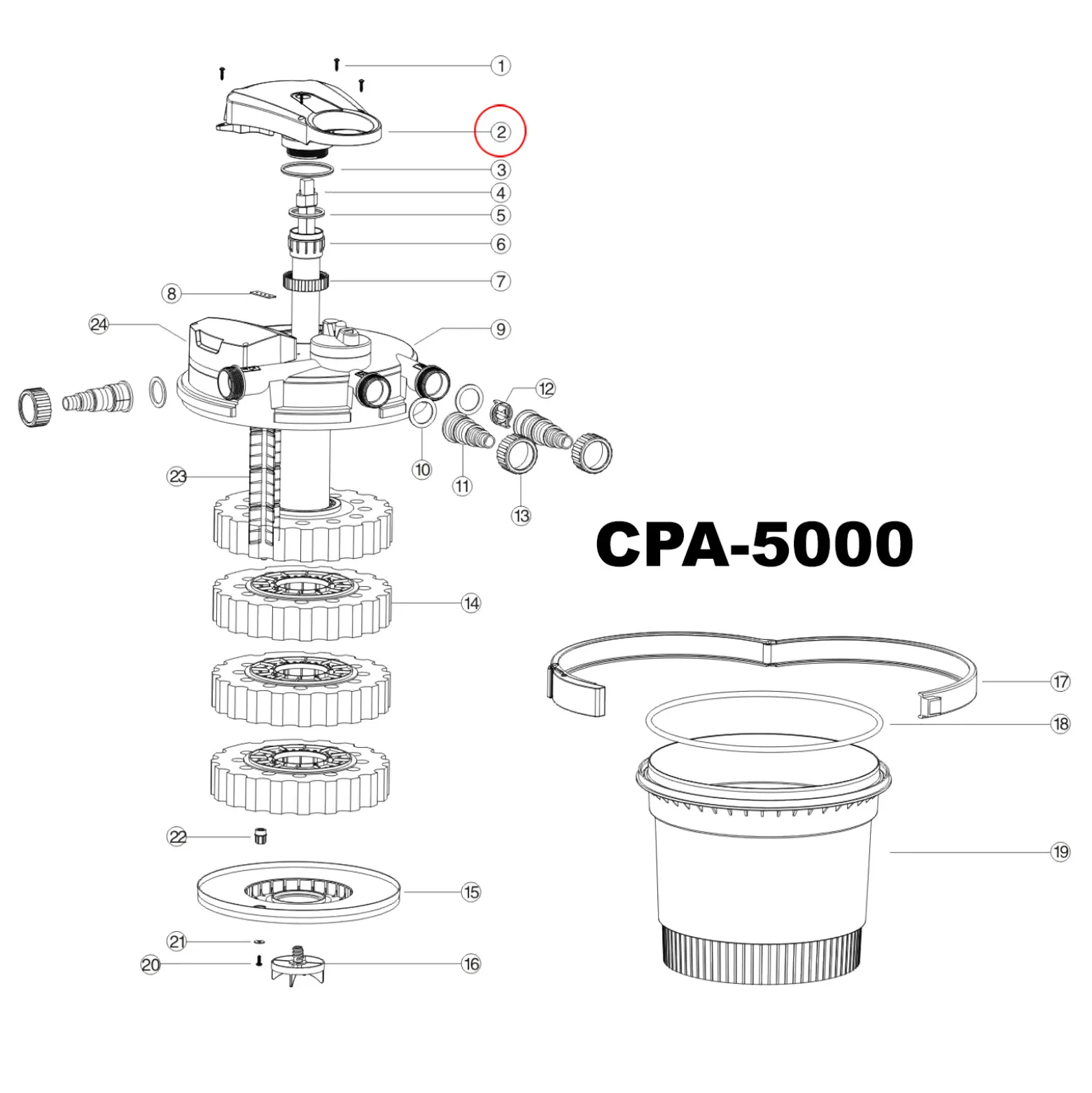 SunSun Ersatzteil für Druckteichfilter CPA-5000 Elektroanschluss-Einheit, Teichdruckfilter UVC-Lampe 11 W, 8000 l/h Teichfilteranlage