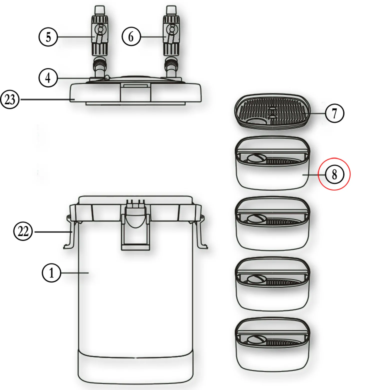 SunSun Ersatzteil für HW-504A Aquarium Außenfilter – Filterkorb – innen – schwarz – Filtermaterial für Aquarium Aquaristik Zubehör