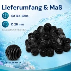 SunSun Ersatzteil für HW-304 Aquarium Außenfilter - Bio Balls 40 Stück Ø 28 mm, Biokugeln für Auqariumfilter, Aquariumzubehör Filterkugeln als Filtermedium