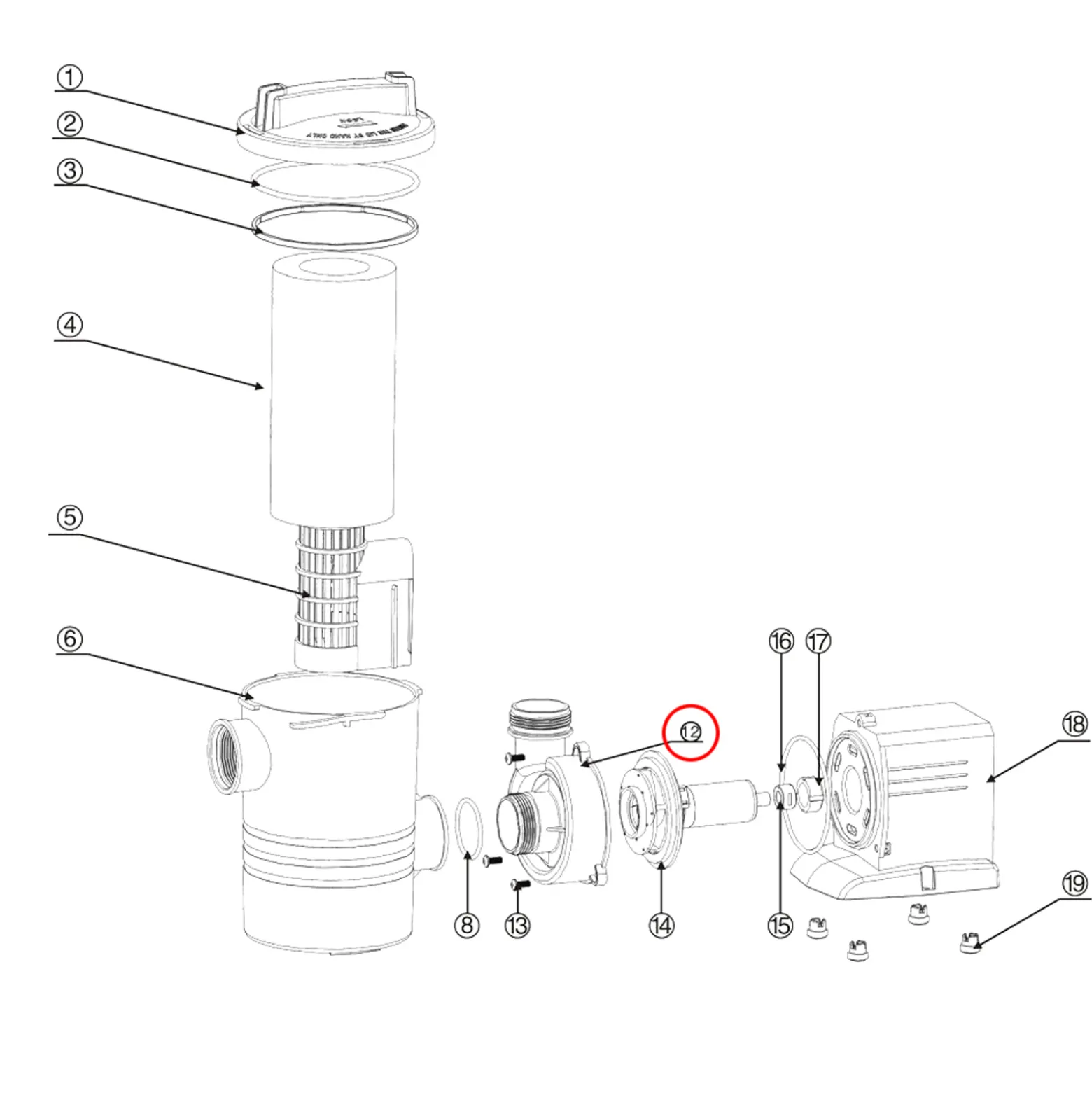 SunSun Ersatzteil für Schwimmbadpumpe Pumpengehäuse passend für Poolpumpe CPP-10000F bis CPP-16000F Original Ersatzgehäuse für Poolfilteranlage