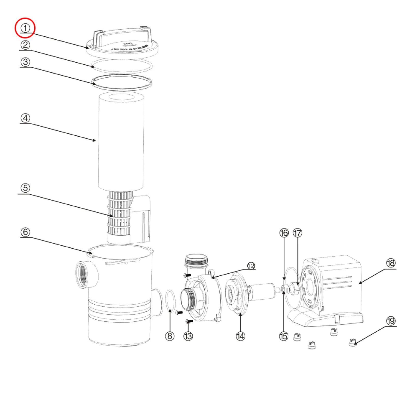 SunSun Ersatzteil für Schwimmbadpumpe Filterdeckel, leistungsstarke Poolfilteranlage, Filterpumpe mit hoher Förderleistung, robuste Pool Pumpe