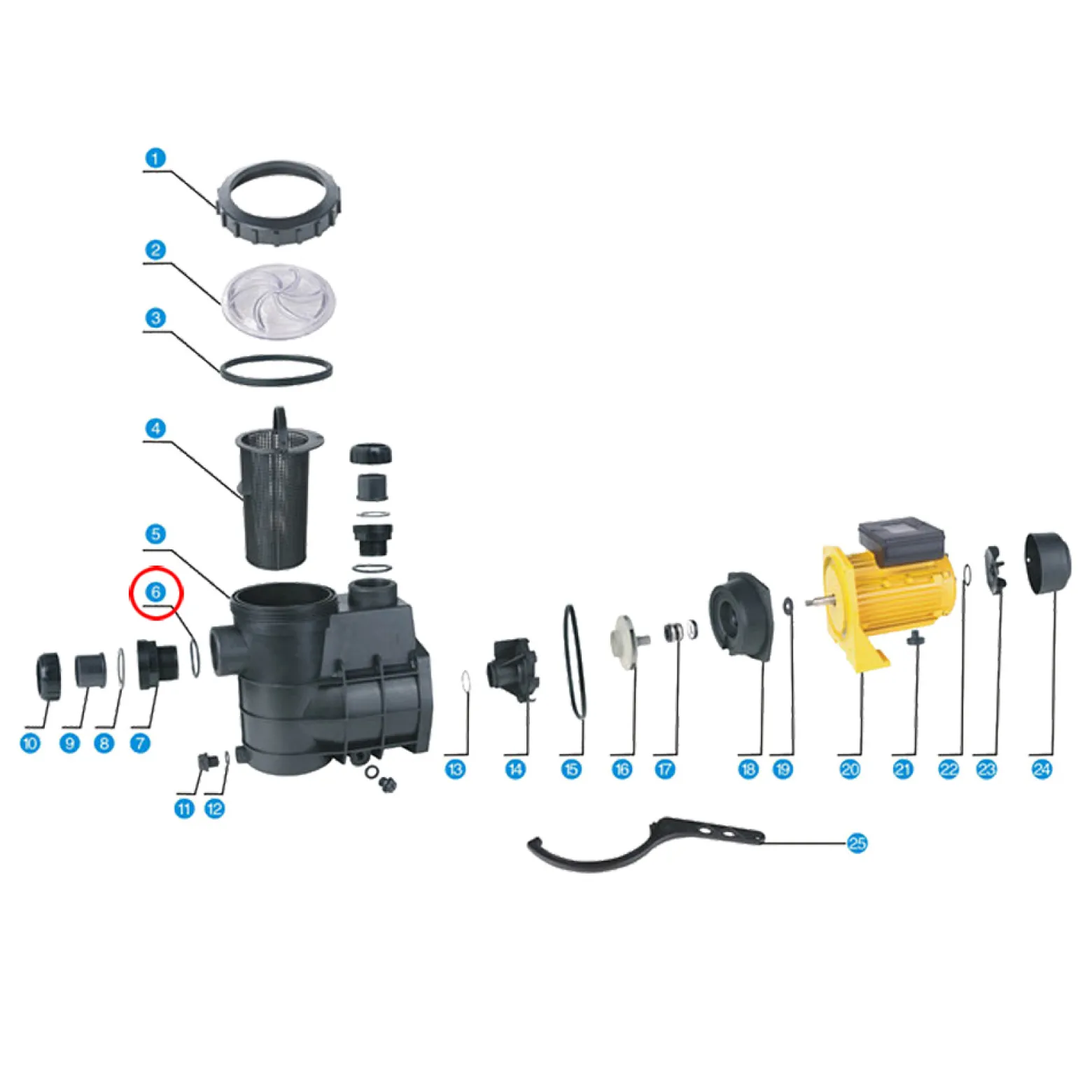 SunSun Ersatzteil für Schwimmbadpumpe O-Ring 1, 550 W Poolfilteranlage, Filterpumpe 13000 l/h, Poolpumpe mit Schwimmerschalter, robuste Pumpe für Pool