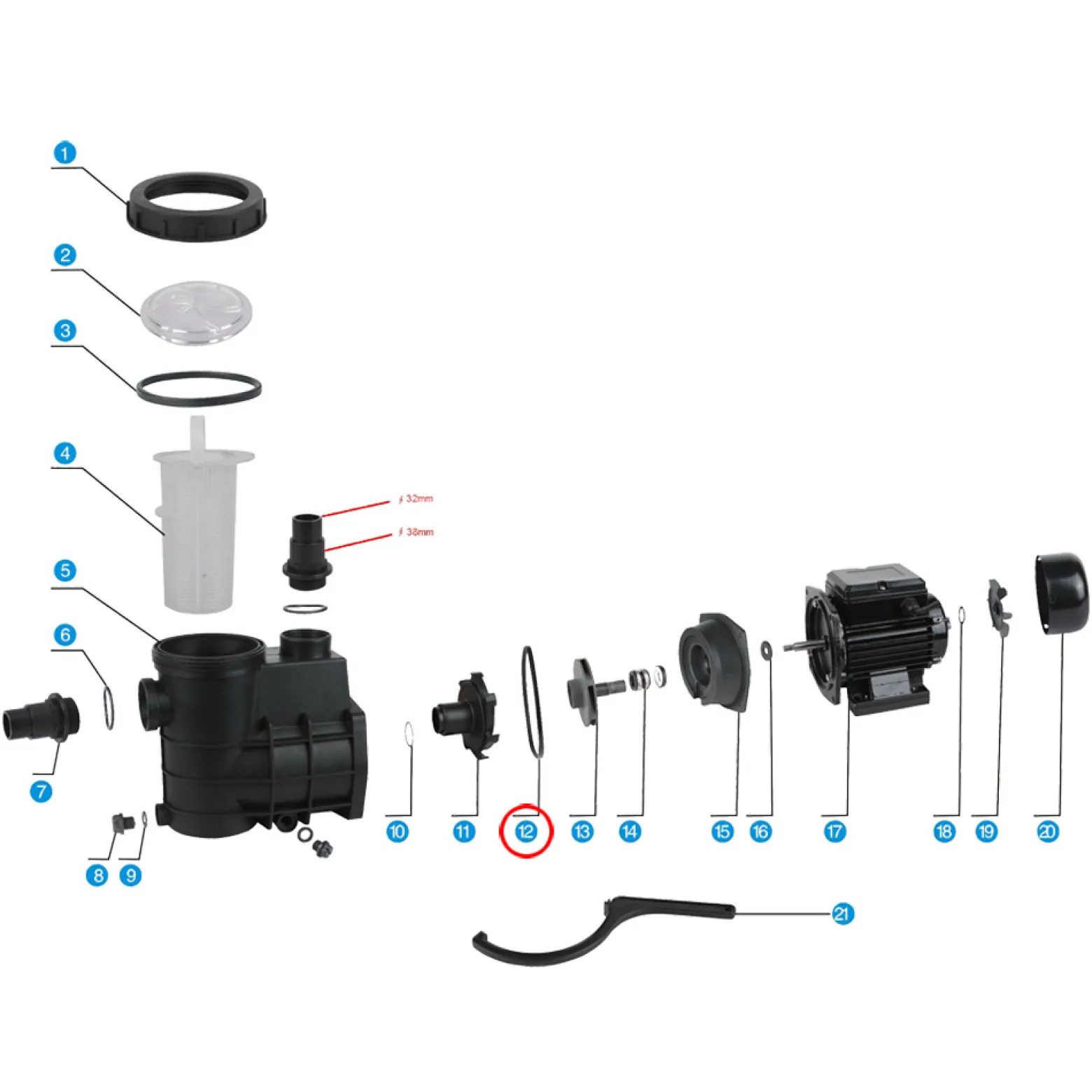 SunSun Ersatzteil für Schwimmbadpumpe Dichtung 3, 220 W Poolfilteranlage, Pool Pumpe mit Schwimmerschalter, Filterpumpe 5000 l/h