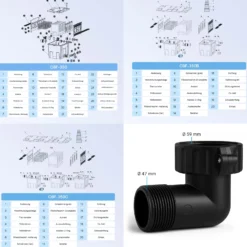 SunSun Ersatzteil Winkelstück für Bio Teichfilter CBF-350B - Durchlauffilter Teich bis 60.000 L Teichvolumen - bis 10000 l/h - 2 Kammer-System Teich Filter Biofilter Koiteich - Modulteichfilter