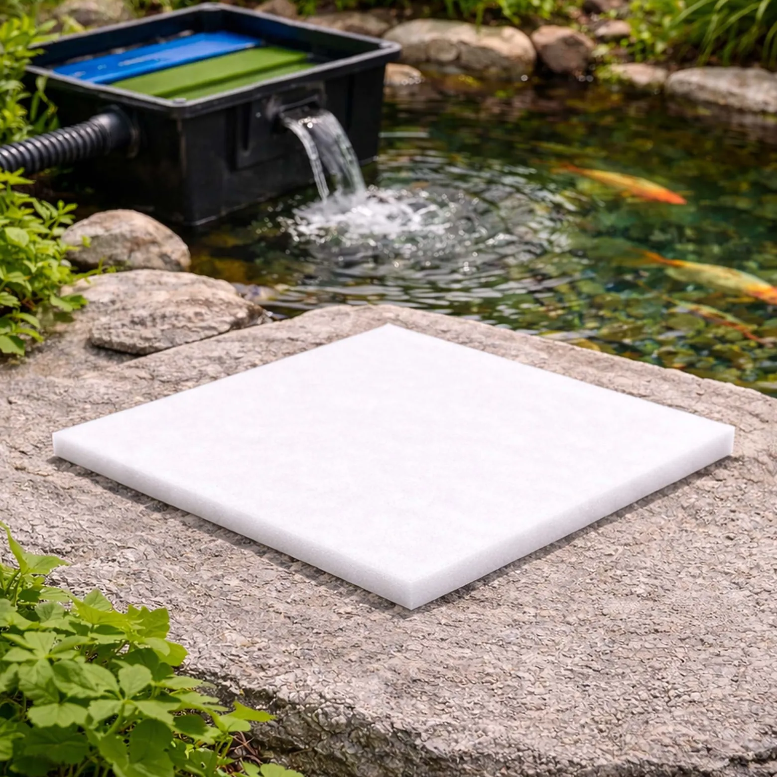 SunSun Filtervlies Synfil 300 50 x 50 x 2,5 cm, sehr feine Porung, weiß, für Teichfilter oder Aquarienfilter, Aquarium Filtermedium