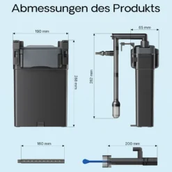 SunSun HBL-803 Hang On Filter Aquarium Anhängefilter 500l/h 6 W für Aquarien bis 150 Liter