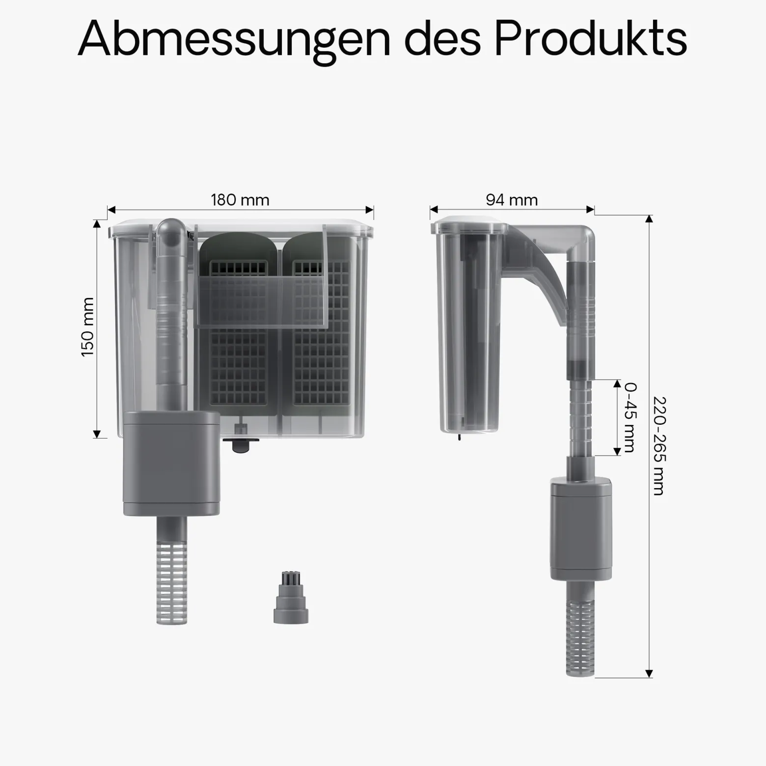 SunSun HBL-303 Hang on Filter Aquarium Anhängefilter 350l/h für Aquarien bis 40l, mit Filtermedien