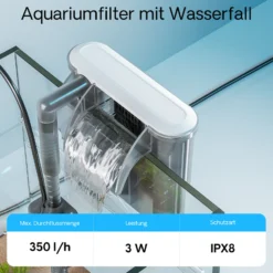 SunSun HBL-303 Hang on Filter Aquarium Anhängefilter 350l/h für Aquarien bis 40l, mit Filtermedien