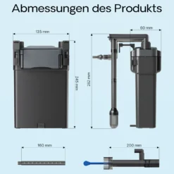 SunSun HBL-801 Hang On Filter Aquarium Anhängefilter 500l/h 6 W für Aquarien bis 60 Liter