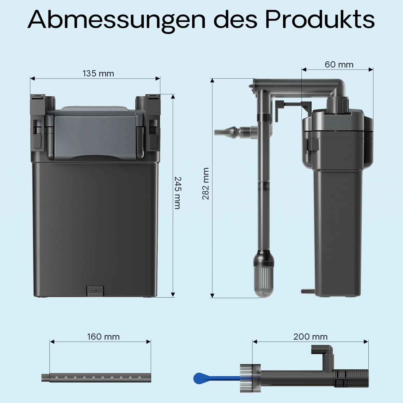 SunSun HBL-801 Hang On Filter Aquarium Anhängefilter 500l/h 6 W für Aquarien bis 60 Liter