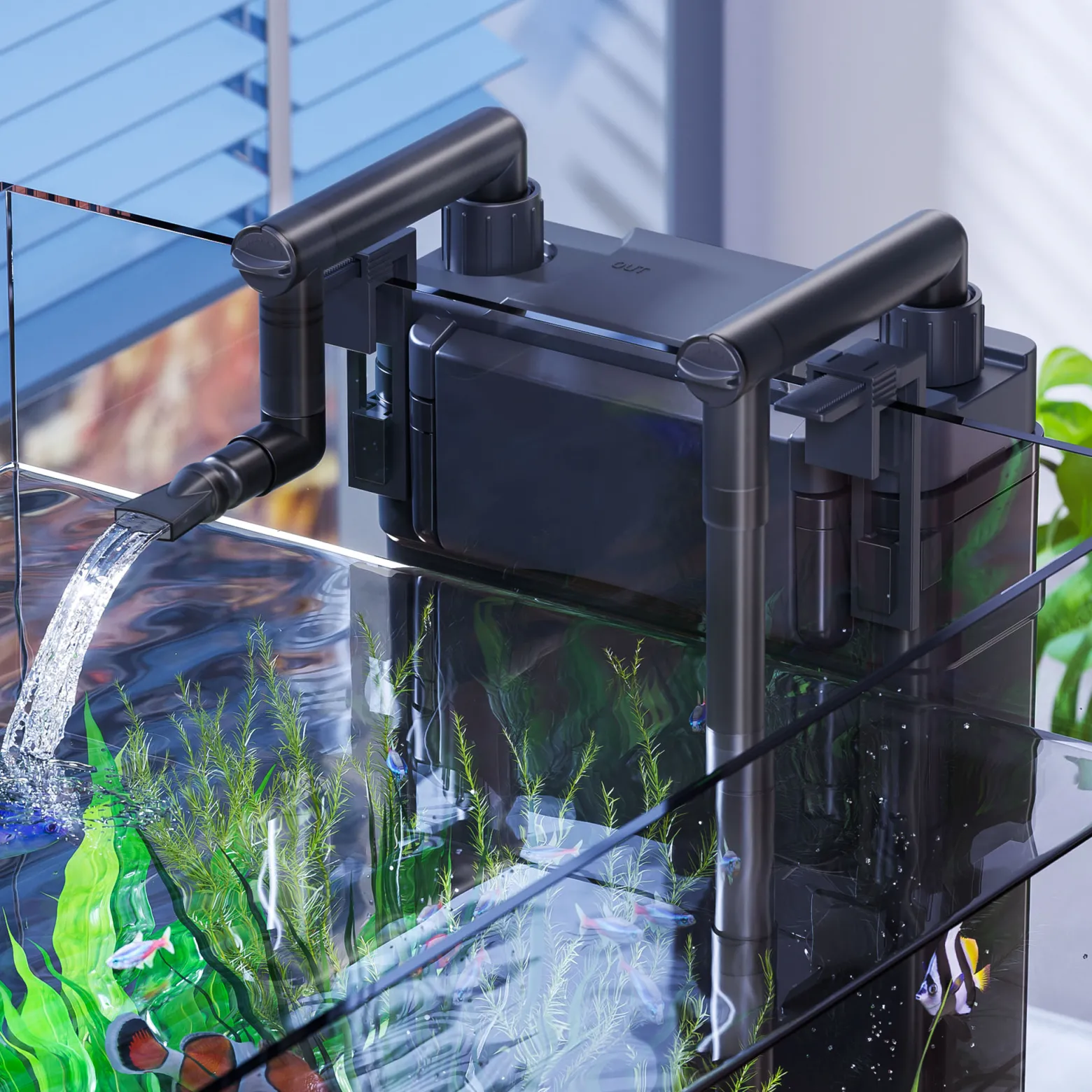 SunSun HBL-801 Hang On Filter Aquarium Anhängefilter 500l/h 6 W für Aquarien bis 60 Liter