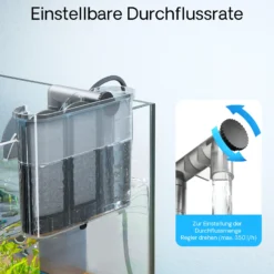 SunSun HBL-302 Hang on Filter Aquarium Anhängefilter 350l/h für Aquarien bis 20l, mit Filtermedien